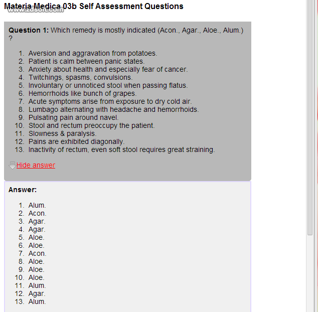 Remedy Quiz For Materia Medica Quiz-1